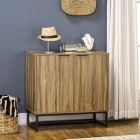 HOMCOM Dulap de depozitare industrial , bufet cu 2 usi si picioare de otel pentru sufragerie,dormitor, Gri(m-2)