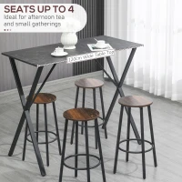 Homcom Masa Bar 120 cm – Blat Marmura, 4 Persoane, Design Modern(m-4)