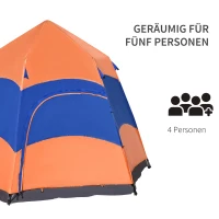 Outsunny Quick-Up Waterdicht Maken Tent - Dubbelwandige Familie Tent voor 4-6 Personen, Snel Op Te Zetten(m-4)