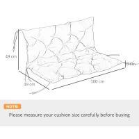 Outsunny 2 Seater Bench Cushion - Garden Chair Cushion with Back and Ties for Indoor and Outdoor Use, 98 x 100 cm, Black(m-3)