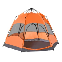 Outsunny Quick-Up Waterdicht Maken Tent - Dubbelwandige Familie Tent voor 4-6 Personen, Snel Op Te Zetten(m-8)