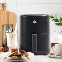 HOMCOM Heißluftfritteuse 3 L 1300W mit 12 Menüs LED-Display Antihaftbeschichteter Korb für gesundes ölfreies fettarmes Kochen Schwarz 29,5 x 23,8 x 30,3 cm(m-2)