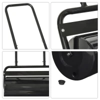 Outsunny gazonwals met U-handgreep, tuinwals, tuinroller, 32 cm diameter, vulling 38 l water/62 kg zand, metaal, zwart 59 x 32,5 x 107 cm(m-8)