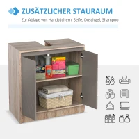 HOMCOM badkamerkast badkamermeubel badkamerinrichting kast met 2 deuren grijs + eiken(m-6)