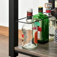 HOMCOM keukenwagen servicewagen serveerwagen met plank lade wijnrek spaanplaat metaal grijs eiken 60 x 50 x 84,5 cm(m-8)