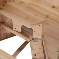 PawHut Kleintierkäfig mit Rampe 115 cm x 60 cm x 55 cm, Wippe Tannenholz Natur(m-9)