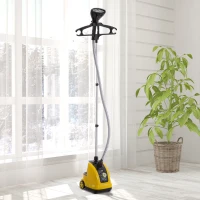 HOMCOM Stoomstijltang stoomborstel 1800W stoomstrijkijzer verticaal stoomstation 1,4L geel(m-2)