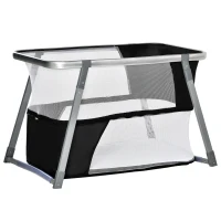 HOMCOM Babybett, Reisebett, Babywiege, Laufstall, klappbar, mit Matratze, Stahl, 99,5 x 60,4 x 65cm(m-1)