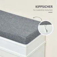 HOMCOM Schuhregal, Schuhbank mit Kissen und 2 Kipper, Schuhkipper, Schuhtruhe, MDF, Polyester, Schaumstoff, Weiß+Grau, 104 x 24 x 55 cm(m-7)