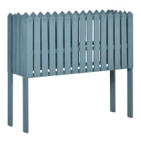 Outsunny 2-in-1 Gartenzaun und Pflanzenständer, wetterfester Anstrich, Massivholz, blau, 100 x 30 x 90 cm(m-1)
