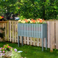 Outsunny 2-in-1 Gartenzaun und Pflanzenständer, wetterfester Anstrich, Massivholz, blau, 100 x 30 x 90 cm(m-2)