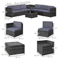 8-delig Tuinmeubelen poly-rotan zitgroep tuinset sofaset lounge(m-3)