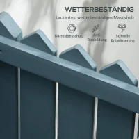 Outsunny 2-in-1 Gartenzaun und Pflanzenständer, wetterfester Anstrich, Massivholz, blau, 100 x 30 x 90 cm(m-5)