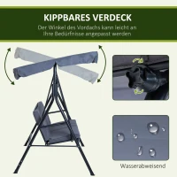 Outsunny® hollywoodschommel tuinschommel 3-zits schommelbank met dak staal 172 x 110 x 152 cm grijs(m-4)