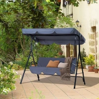 Outsunny® hollywoodschommel tuinschommel 3-zits schommelbank met dak staal 172 x 110 x 152 cm grijs(m-10)