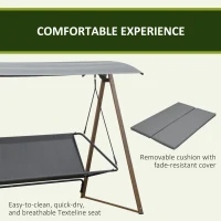 Outsunny Balansoar cu 3 locuri, balansoar de gradina cu baldachin reglabil, scaun cu perne si cadru din otel rezistent la intemperii pentru terasa, curte(m-6)