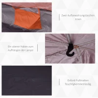 Outsunny Quick-Up Waterdicht Maken Tent - Dubbelwandige Familie Tent voor 4-6 Personen, Snel Op Te Zetten(m-6)