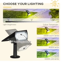Outsunny Lampi de gradina , aplica de perete, lumina solara cu LED IP65 pentru exterior, cu 3 lumini de culoare, 2 luminozitati pentru terasa, alee, veranda(m-6)