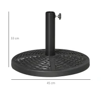 Outsunny Baza de umbrela de gradina  rotunda cu efect de ratan ø45cm, baza cu greutate de 9,5 kg, negru(m-3)