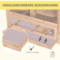 PawHut Kleintierkäfig mit Rampe 115 cm x 60 cm x 55 cm, Wippe Tannenholz Natur(m-6)