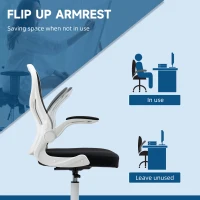 Vinsetto Scaun ergonomic inalt pentru birou, pentru stat in picioare, cotiere rabatabile, suport lombar, inaltime reglabila, negru(m-7)