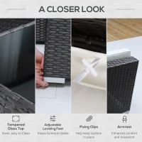 Outsunny set mobilier de exterior din ratan, 7 piese, maro(m-7)