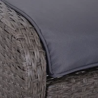 Outsunny Set Mobilier pentru Extern Canapea cu Pouf si Masuta in PE Rattan cu Perne Gri(m-9)