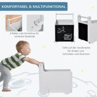 HOMCOM 2-in-1 Lauflernwagen Aufbewahrungsbox Baby Lauflernhilfe Spielzeugkiste mit Räder Griff Bücherkiste Aufbewahrungskorb für 1-4 Jahre Kinder Spielzimmer MDF-Platte Grau 47 x 35 x 45,5 cm(m-6)