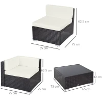 Outsunny set mobilier de exterior din ratan, 7 piese, maro(m-3)