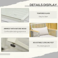 Outsunny Set Mobila de  Gradina 4 Piese din Ratan PE, Salon cu 2 Fotolii, Divan si Masuta pentru Exterior cu Perne Detasabile, Gri(m-6)