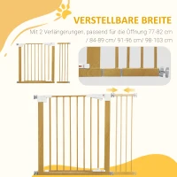PawHut Türschutzgitter für Hunde, Einhandbedienung, Doppelverriegelung, leuchtender Griff, 103 cm x 4 cm x 76 cm(m-7)