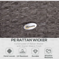 Outsunny Set Mobilier pentru Extern Canapea cu Pouf si Masuta in PE Rattan cu Perne Gri(m-4)