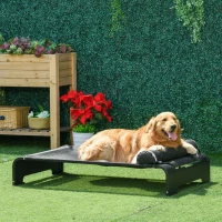 PawHut Cama Elevada para Mascotas Perros Gatos Tela Transpirable con Almohada Extraíble Exterior Interior Jardín Terraza 122x72x30 cm Negro(m-2)