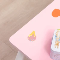 ZONEKIZ Juego de Mesa y 2 Sillas Infantiles de Madera para +18 Meses Estampado Corazones 68x68x47 cm y 30x30x51 cm Rosa(m-8)