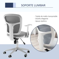 Vinsetto Silla de Oficina Ergonómica Silla Escritorio Giratoria con Altura Ajustable Reposabrazos Soporte Lumbar Respaldo de Malla Transpirable 57x58,8x88-96 cm Gris(m-5)