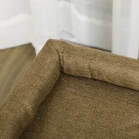 PawHut Cama Cueva para Gatos Caseta para Gatos con Rascador Cojín Suave Bola Colgante y Marco de Madera 39x39x42 cm Marrón(m-8)