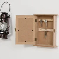 HOMCOM Armario para Llaves con 6 ganchos Estilo vintage Mueble de pared de madera para Llaves 20x6,5x26,5cm Madera(m-2)