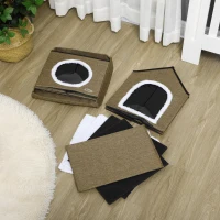 PawHut Casa para Gatos Doble con Cojines y Almohadillas Rascadoras Uso Junto o por Separado 40x41x75 cm Marrón(m-9)