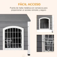 PawHut Caseta para Perros de Madera Jaula Casa para Mascotas con Puerta de Alambre con Cerradura y Asas Huecas Laterales para Interior y Exterior 80x55x53,5 cm Gris(m-7)
