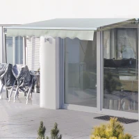 Outsunny Toldo Manual Retráctil con Manivela 250x200 cm de Aluminio Ángulo Ajustable Protección Solar para Ventanas Puertas Balcón Exterior Crema(m-2)