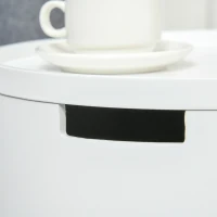 HOMCOM Mesa Auxiliar de Salón Moderna Mesita de Noche con Tapa Extraíble Espacio de Almacenamiento y Patas de Madera para Dormitorio Sofá Esquina Ø38x63 cm Blanco(m-9)