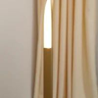 HOMCOM Lámpara de Pie de Metal de Estilo Moderno con Luces LED para Salón Dormitorio Oficina 20,5x20,5x147 cm Dorado(m-8)