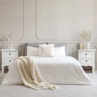 HOMCOM Conjunto de 2 Mesillas de Noche con 2 Cajones Mueble Auxiliar con Gran Espacio de Almacenaje para Dormitorios Salón 34,7x30x49cm Blanco(m-2)