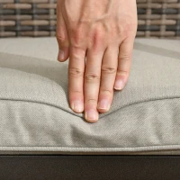 Outsunny Conjunto de Muebles de Jardín de Ratán 3 Piezas Incluye 2 Sillas Mecedoras con Cojines y Mesa Redonda para Terraza Marrón(m-8)