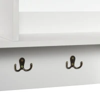 HOMCOM Estantería de Pared Organizador de Entrada con 4 Ganchos 3 Compartimentos 1 Estante y Barra Metálica Moderno para Ropa Llaves Libros 73x20x60 cm Blanco(m-6)