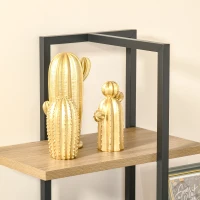 HOMCOM Estantería Librería de Almacenamiento Metálica de 5 Niveles con Diseño Irregular 80x39x179,5 cm Negro y Natural(m-7)
