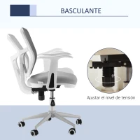 Vinsetto Silla de Oficina Ergonómica Silla Escritorio Giratoria con Altura Ajustable Reposabrazos Soporte Lumbar Respaldo de Malla Transpirable 57x58,8x88-96 cm Gris(m-6)