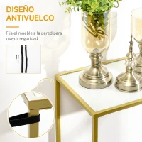 HOMCOM Consola Mesa de Entrada con Vidrio y Marco de Acero Mueble Recibidor para Pasillo Salón 100,5x35,5x80 cm Blanco(m-7)