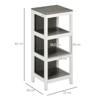 kleankin Estantería de Suelo para Baño de 3 Niveles Estante de Almacenaje Multiusos para Cocina Salón 32x30x82 cm Blanco(m-3)