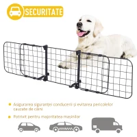 PawHut Bariera Separator de Protectie Masina pentru Caini Reglabila 91-145x30cm(m-5)